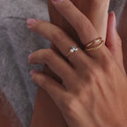 Teardrop Diamond & Pearl Ring