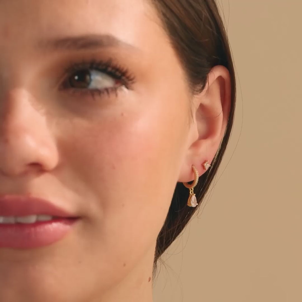 Pendientes de flor de hiedra de diamantes