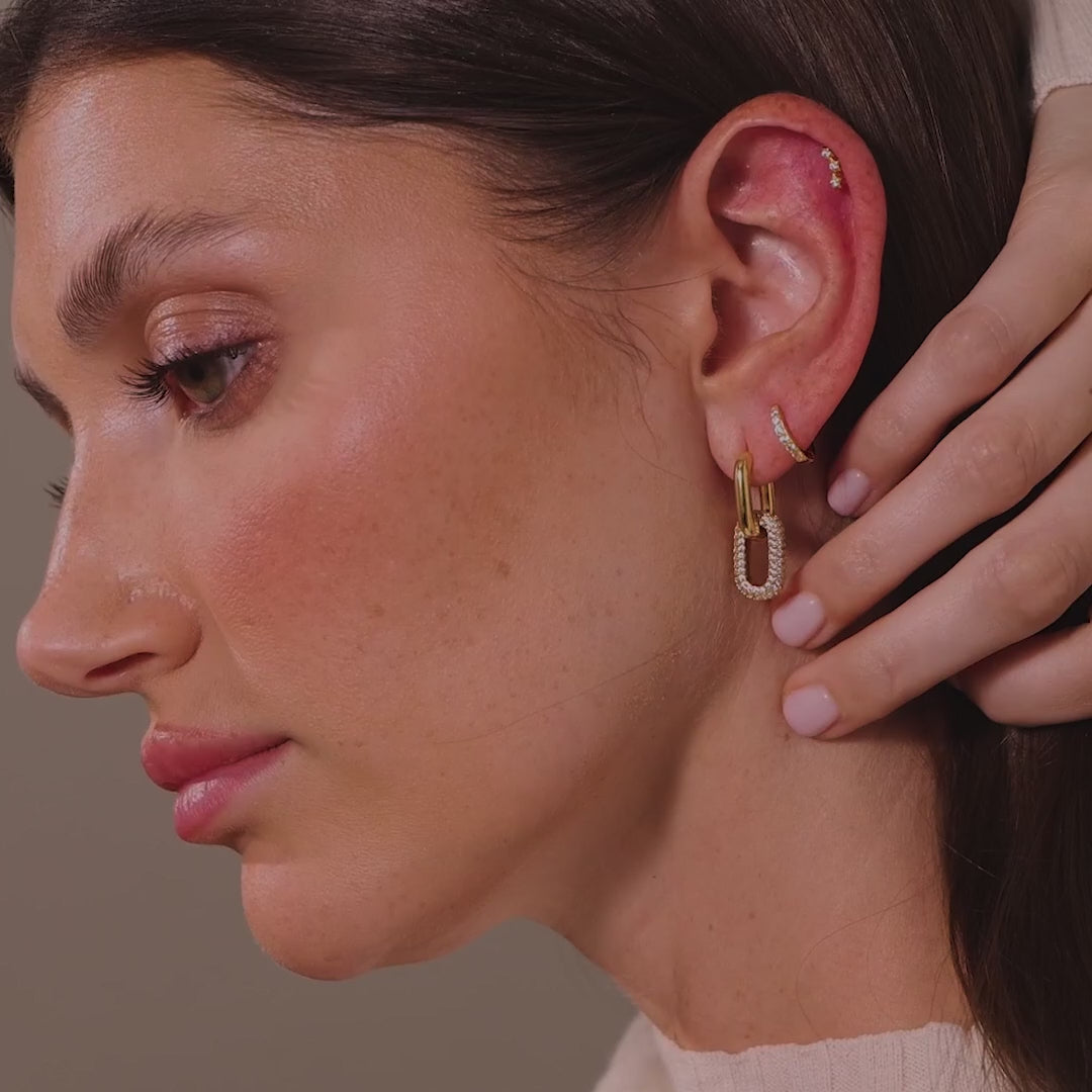 Bold Pave Link Earrings
