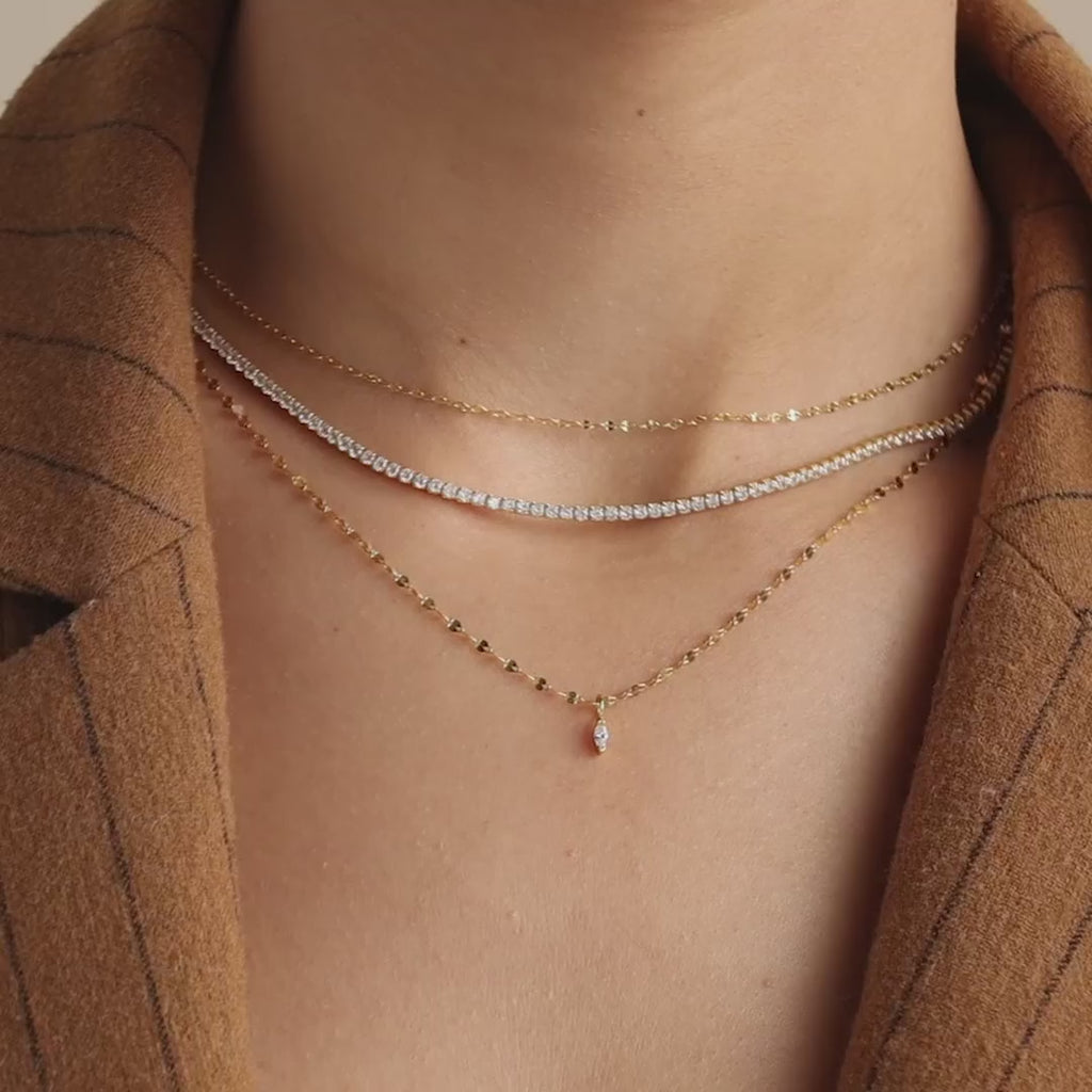 Dainty Marquise Pendant Necklace in 18K Gold