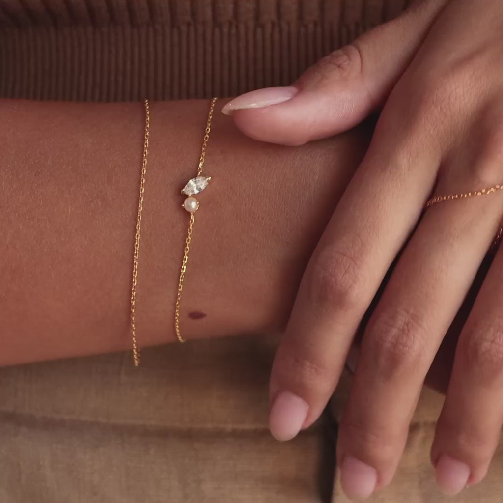 Marquise Topaz & Pearl Bracelet