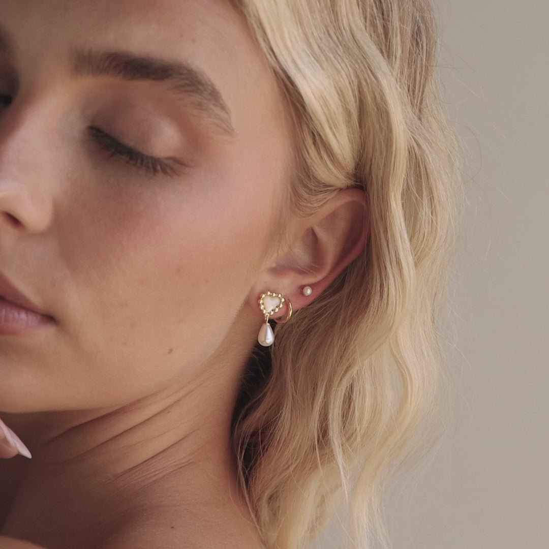 Pearl Heart Beaded Drop Studs