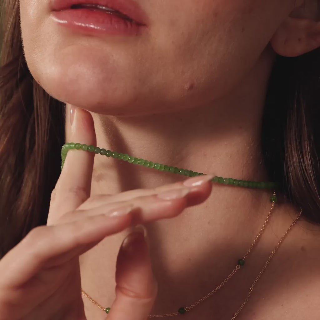 Tiny Aventurine Choker Necklace in Silver