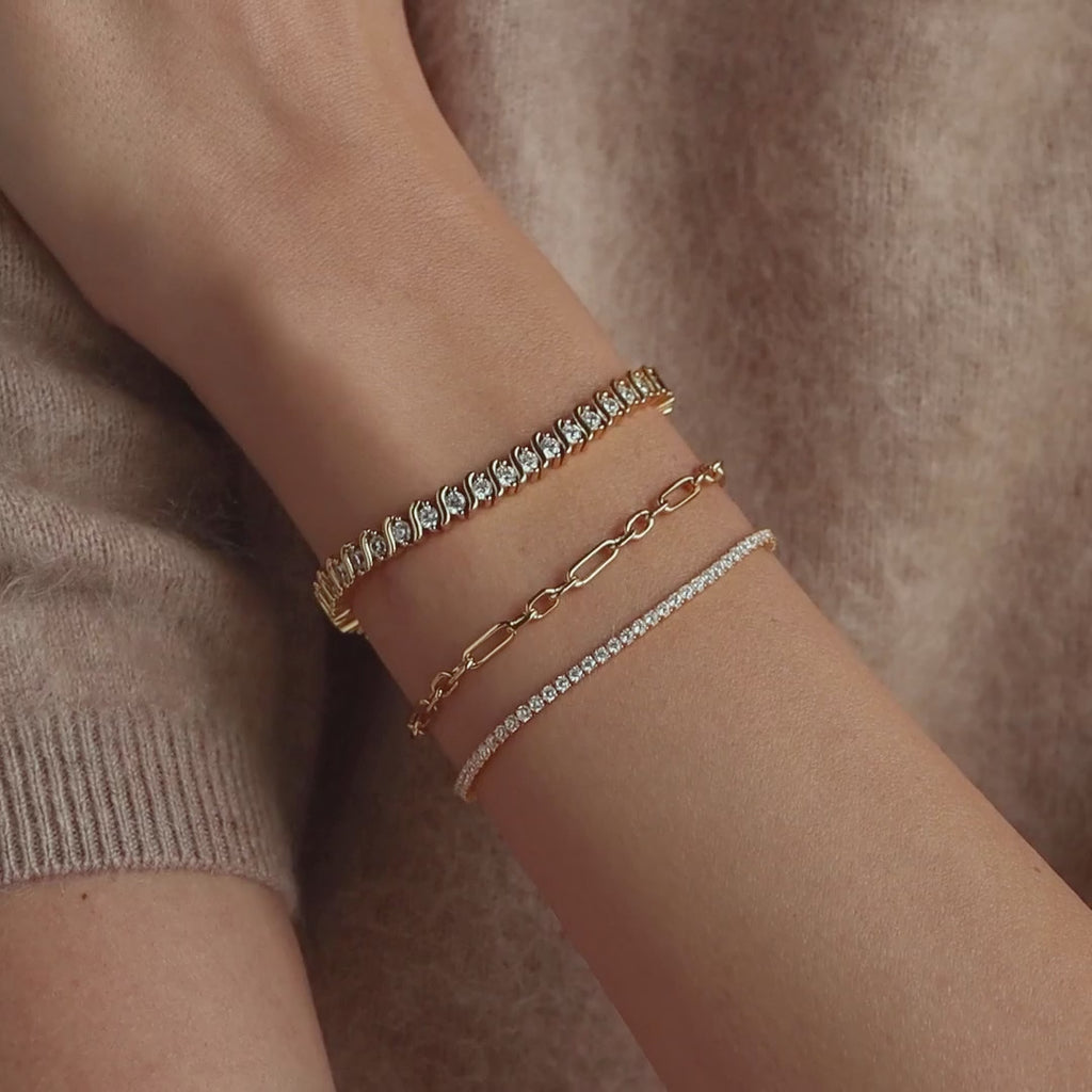 S-Link Diamond Tennis Bracelet in Silver