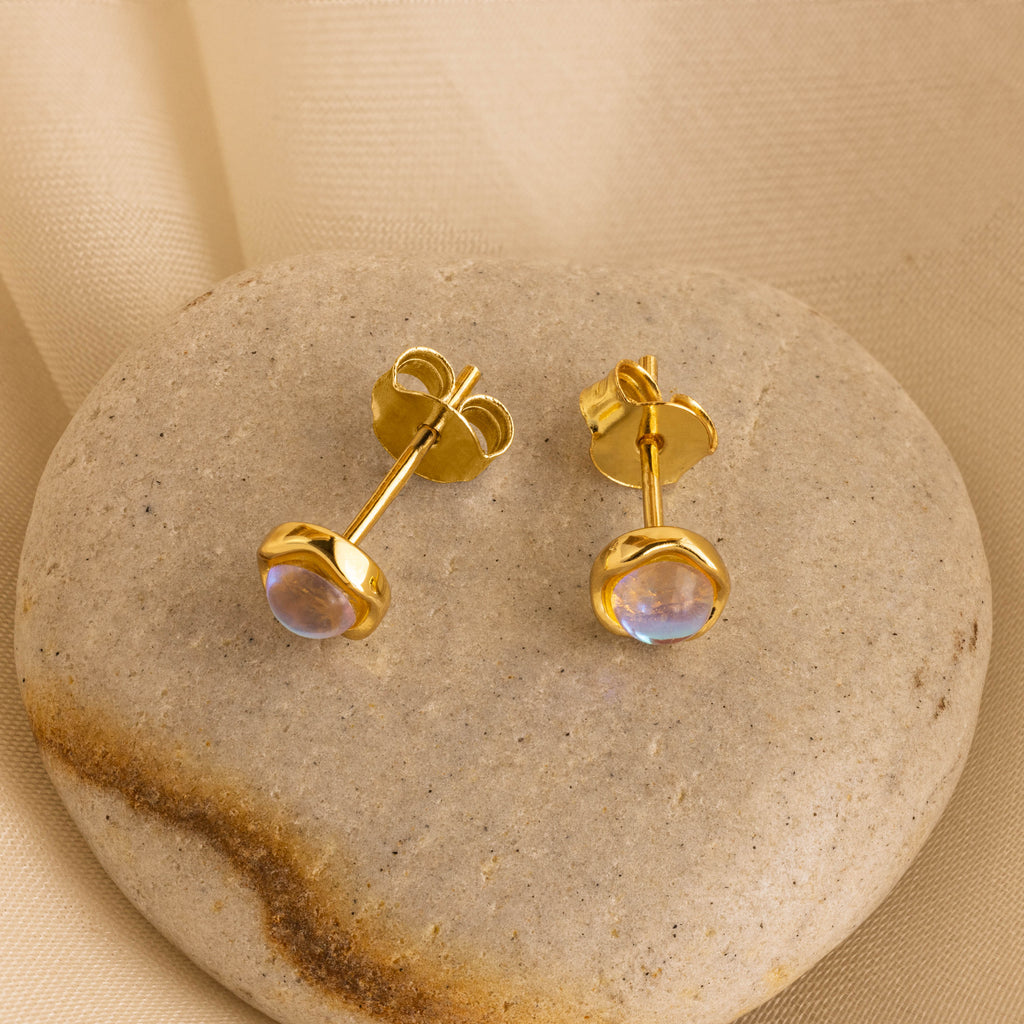 Moonstone Studs in 18K Gold