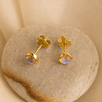 Moonstone Studs in 18K Gold