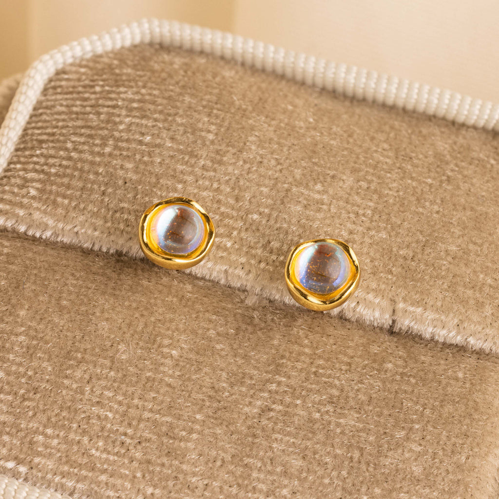Moonstone Studs in 18K Gold