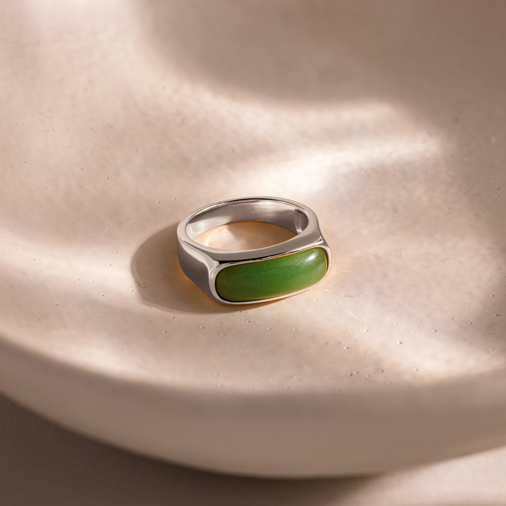 Jade Signet Ring in Silver