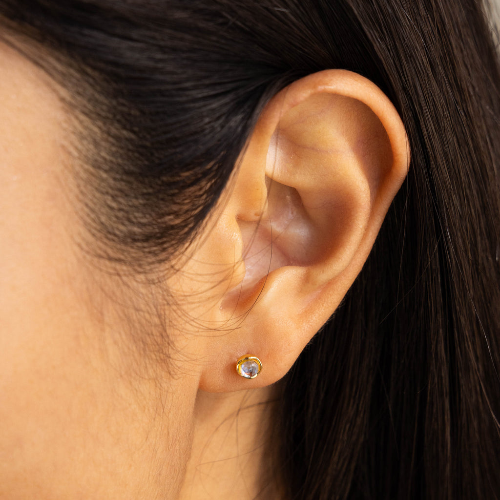 Moonstone Studs in 18K Gold