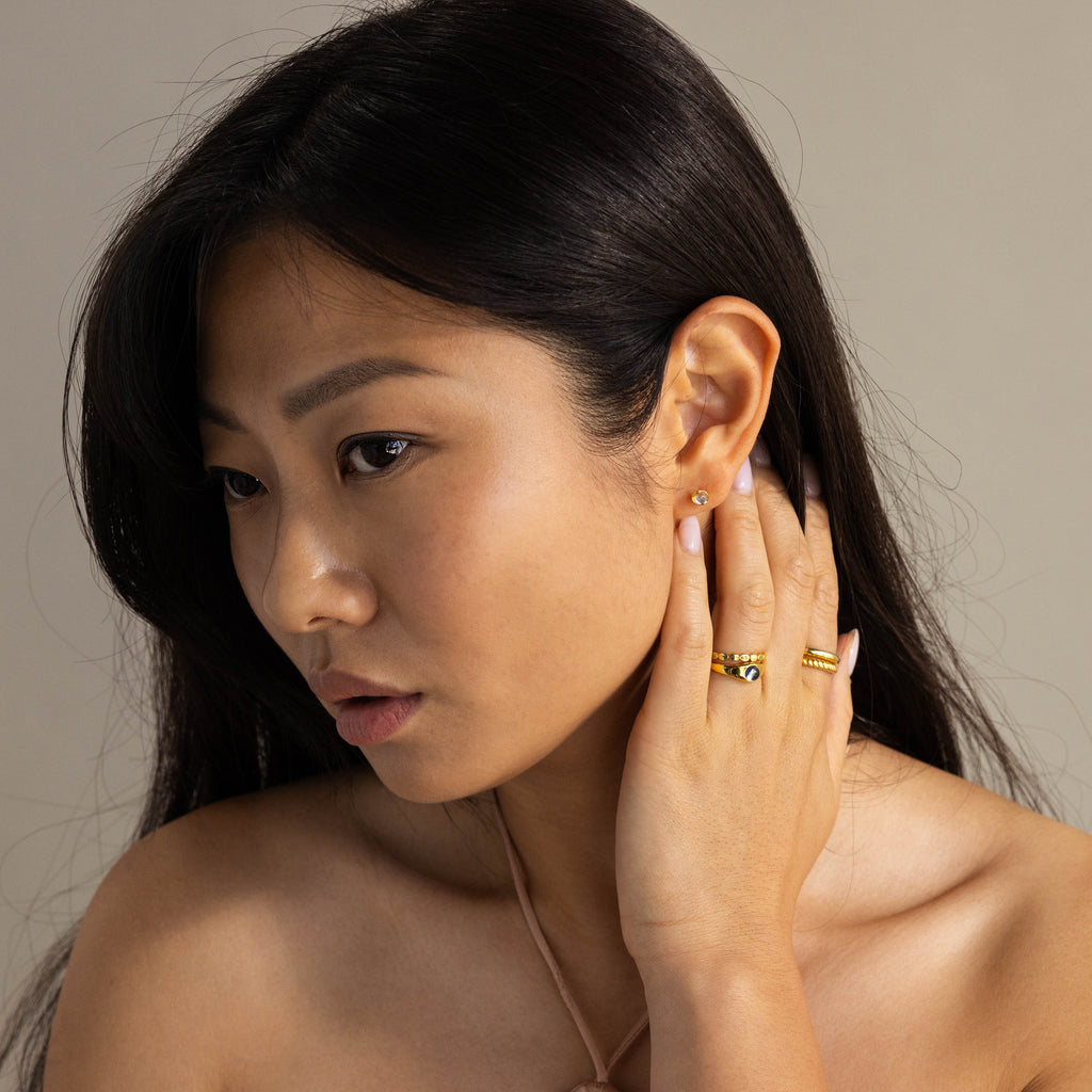 Moonstone Studs in 18K Gold