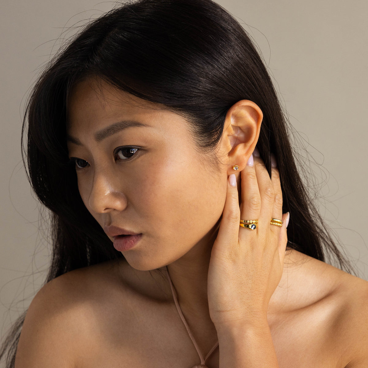 Moonstone Studs in 18K Gold