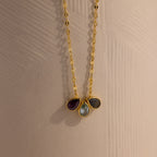 Multiple Teardrop Birthstone Necklace in 18K Gold