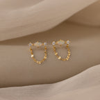 Opal & Diamond Chain Studs