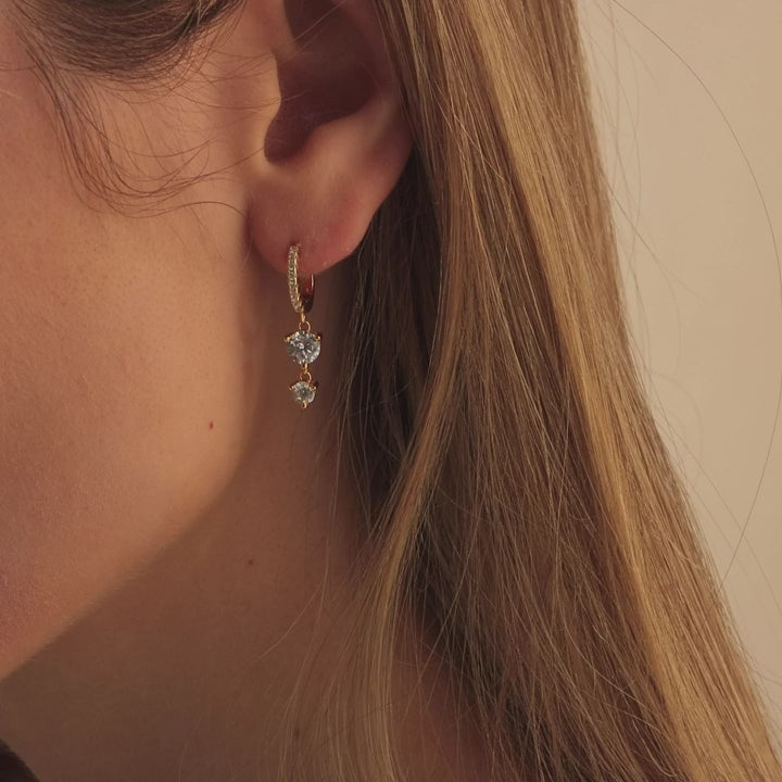 Caroline Pave Drop Huggies in 18K Gold
