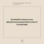 Minimalist font chart featuring Alex Print 30 with uppercase, lowercase letters, and numbers in black—ideal for personalizing the Coordinates Band with a meaningful memory.