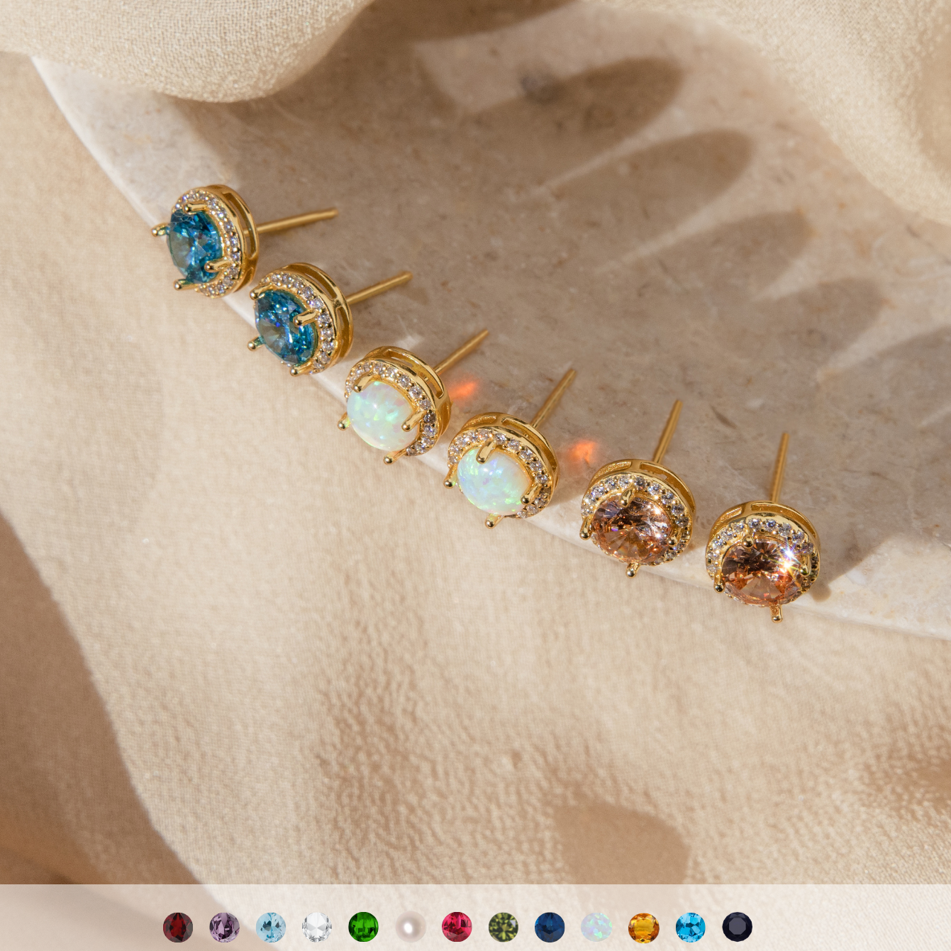 Halo Birthstone Studs • ER323