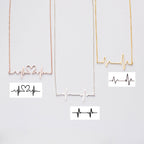 The Heartbeat Necklace features three stunning pendants in gold, silver, and rose gold—an elegant jewelry collection and a unique personalized gift for any occasion.