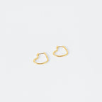 A pair of Heart Hoops featuring a small, open gold heart design shown against a white background.