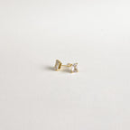 Emerald Diamond Studs—classic gold prong-set earrings featuring rectangular clear stones that sparkle elegantly against a plain white background.