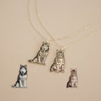 Show off your love for your furry friend with the Custom Pet Portrait Necklace—a personalized pendant featuring an engraved image of your dog or cat alongside their photo, perfectly capturing your beloved companion’s likeness.
