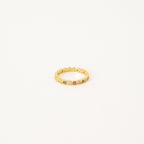 The Rainbow Evil Eye Ring features multicolored gemstones set around the band, bringing a vibrant twist to classic evil eye jewelry. Displayed on a white background, this lucky charm ring adds bold protection to any style.