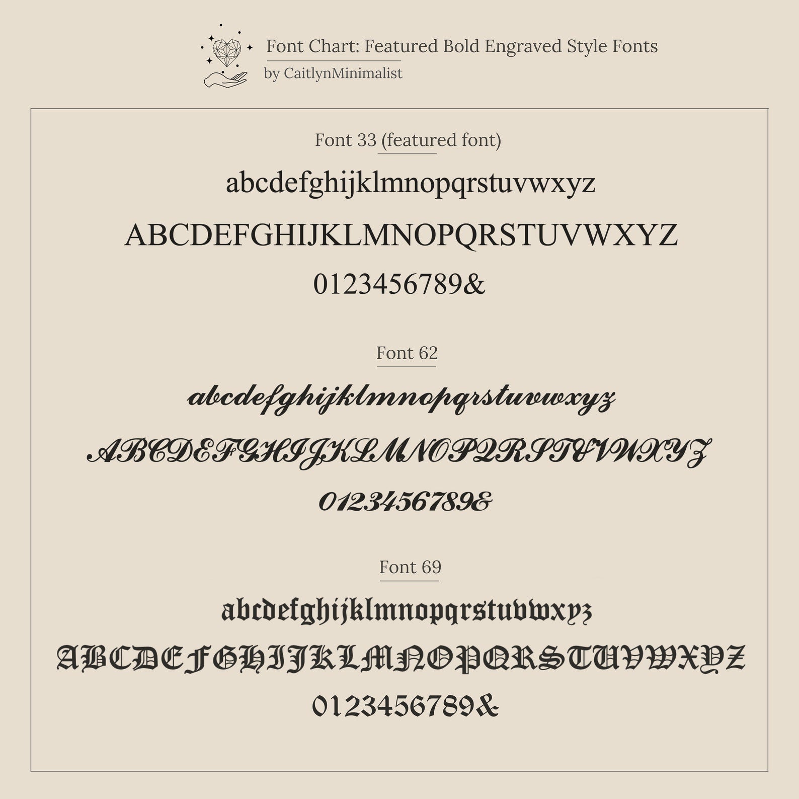 Explore three engraved font styles—uppercase, lowercase, and numbers—to personalize your Mini Initial Paperclip Necklace. Perfect for visualizing your unique paperclip chain necklace before you order!.