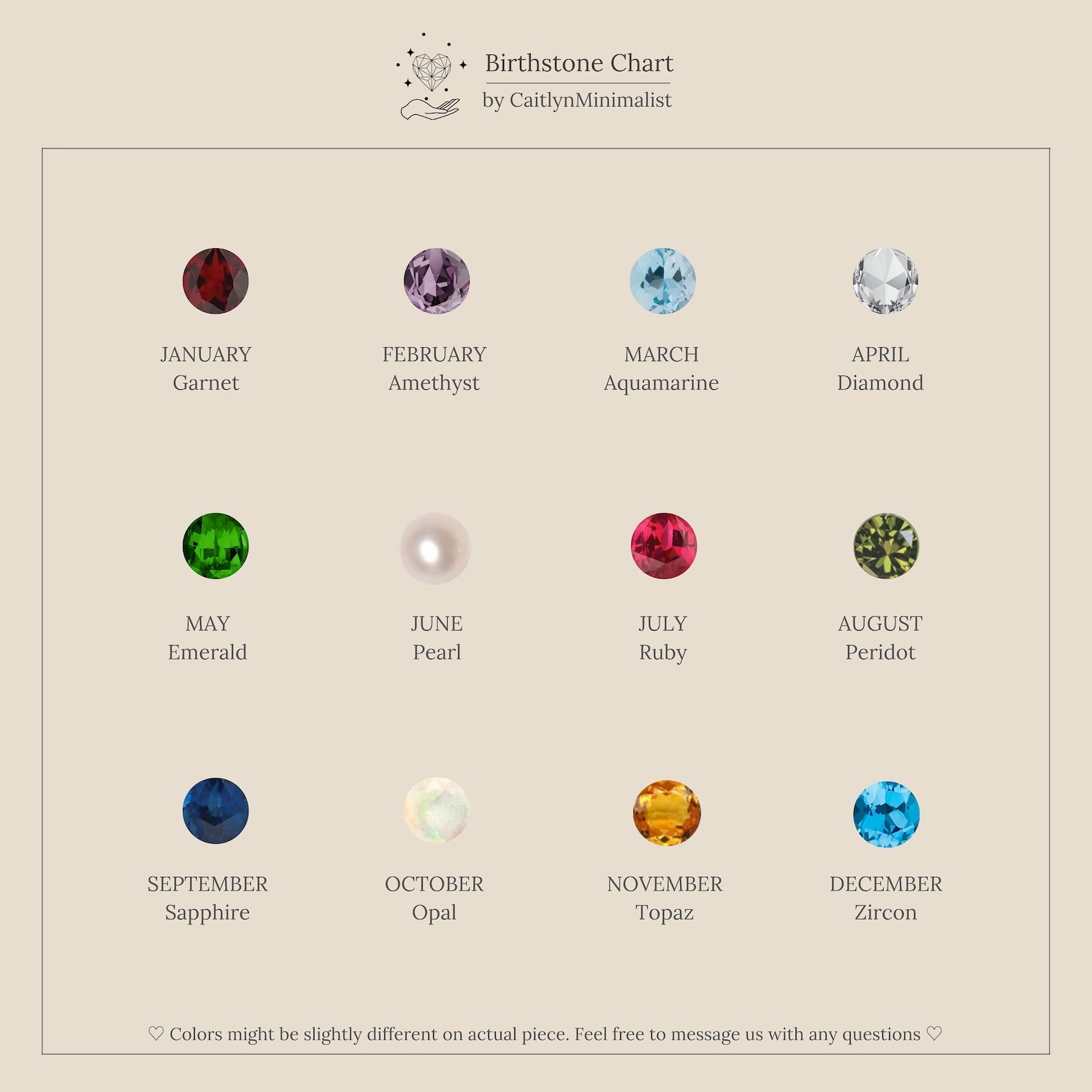 A screenshot of a chart featuring Triple Birthstone Studs—stylish earrings that make a meaningful gift for mothers and daughters.